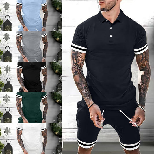 Men's Fashion Polo and Shorts Set