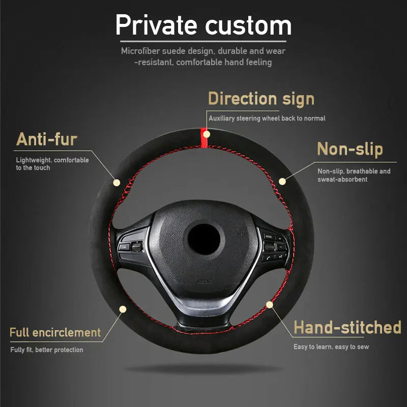 Universal 38cm Fur Steering Wheel Cover