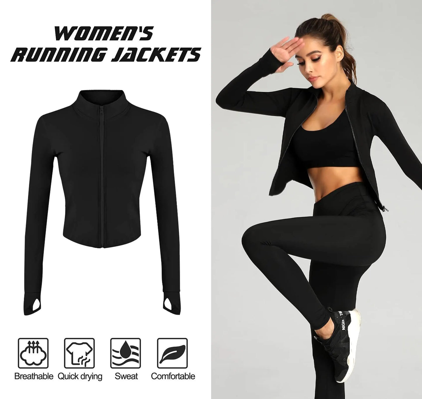 Women's Slim Fit Yoga Crop Top Jacket