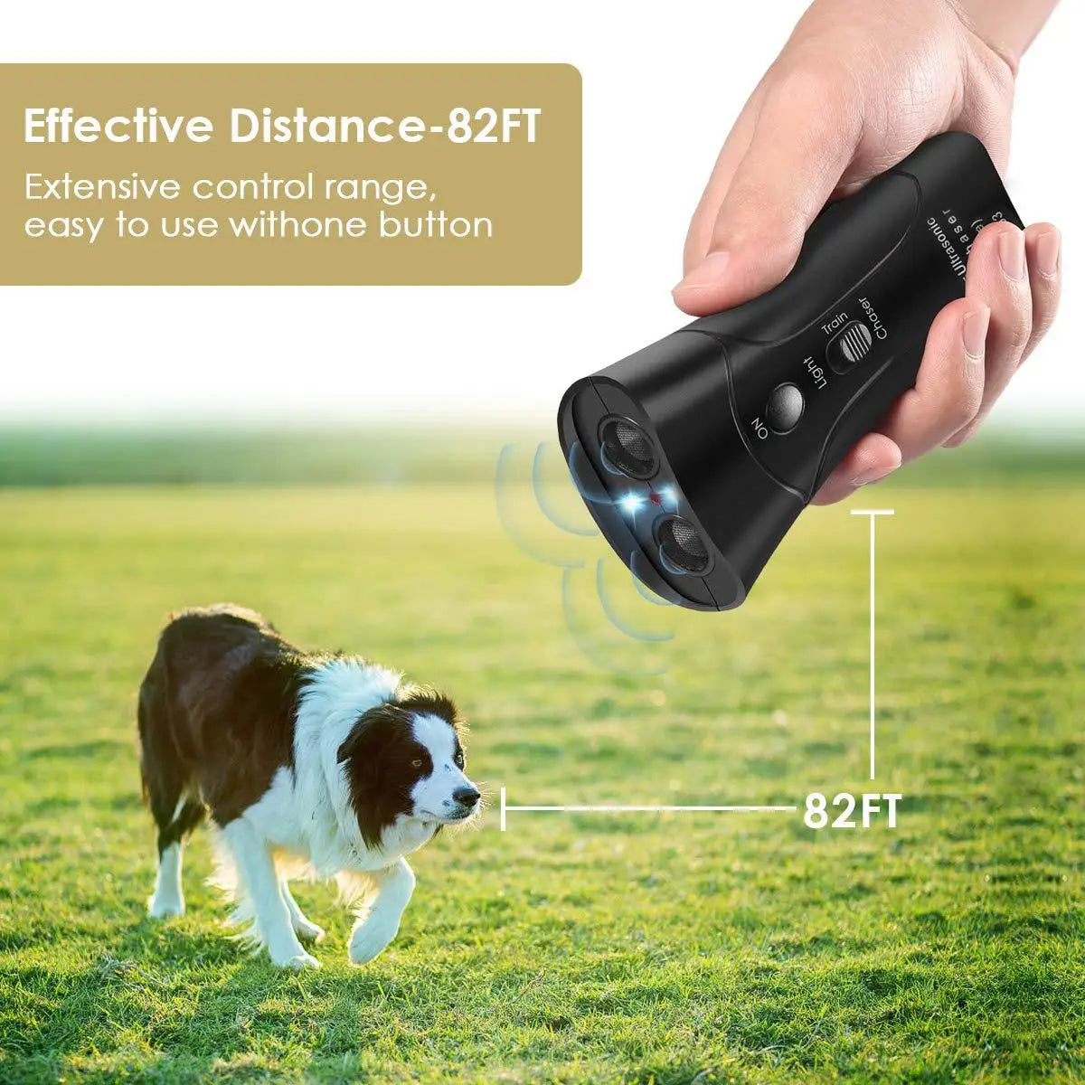 Ultrasonic Dog Bark Deterrent with LED Flashlight