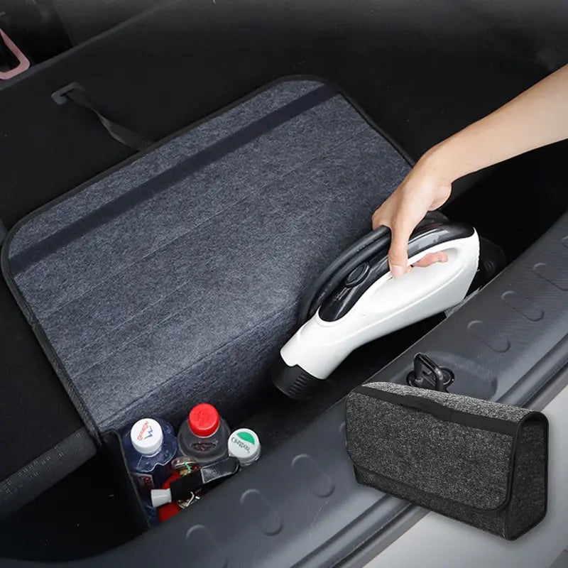 Gray Car Trunk Organizer Bag