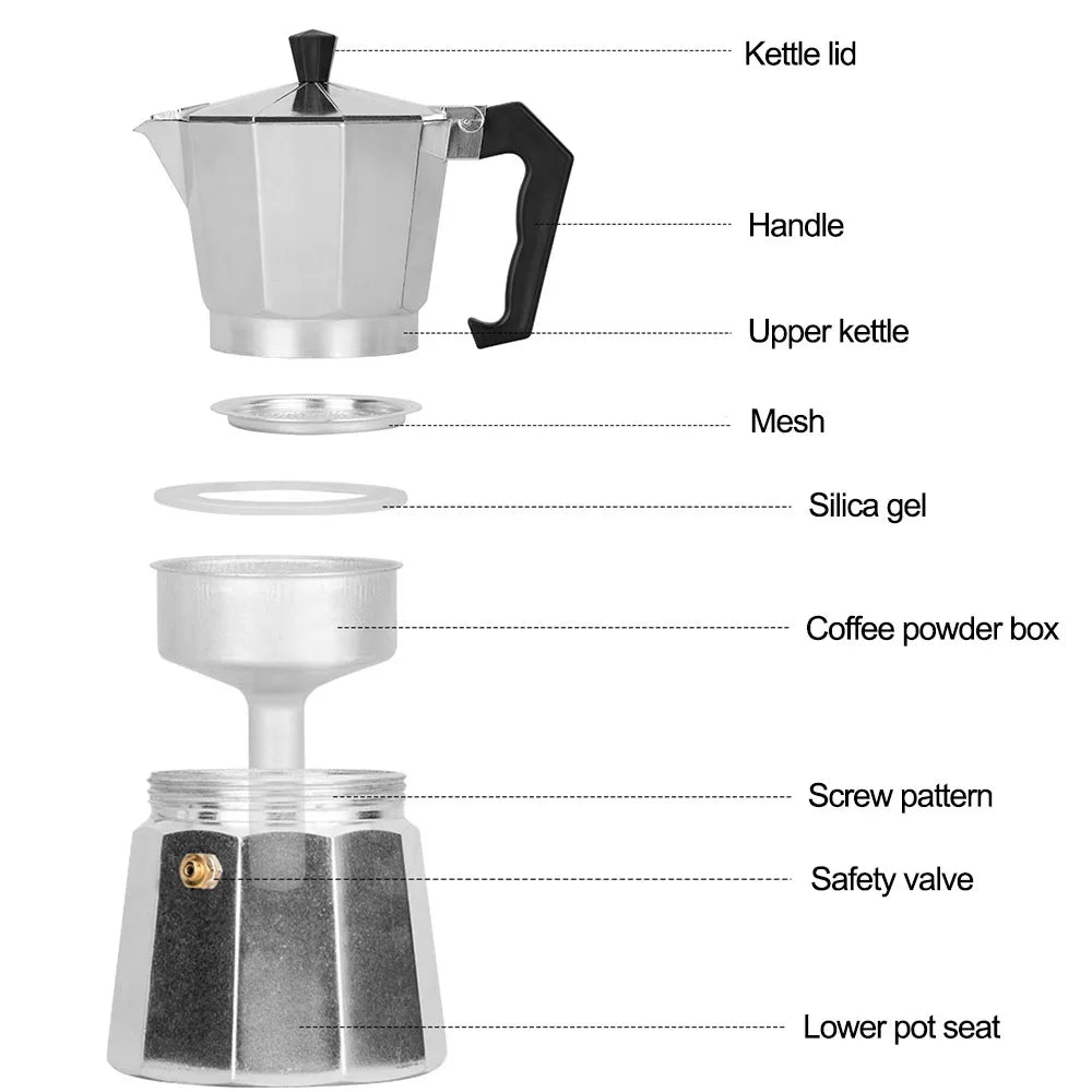 Compact Aluminum Moka Kettle