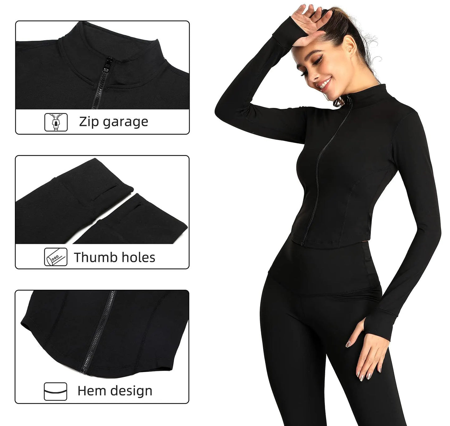 Women's Slim Fit Yoga Crop Top Jacket